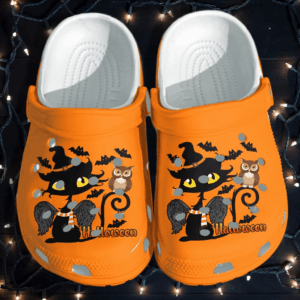 Owl And Black Cat Shoes Clog – Bats Halloween Crocs Clog Crocband Clog Birthday Gift For Man Woman