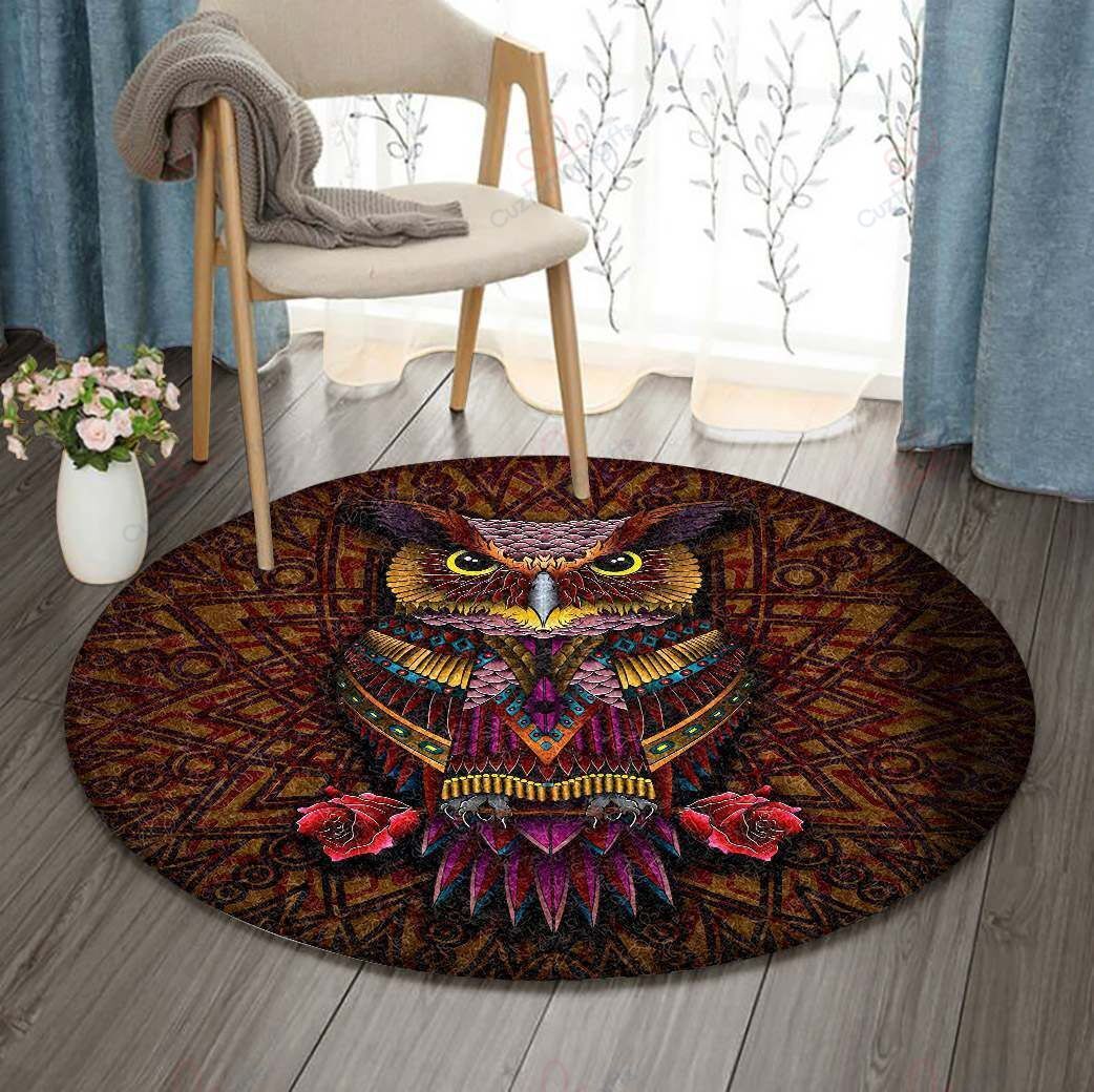 Owl And Rose Round Carpet Floor Rug Living Room Bedroom Decor Round Area Rug Carpet Owl And Rose Round Carpet Floor Rug Living Room Bedroom Decor Round Area Rug Carpet