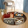 Owl Bear Round Carpet Floor Rug Living Room Bedroom Decor Round Area Rug Carpet