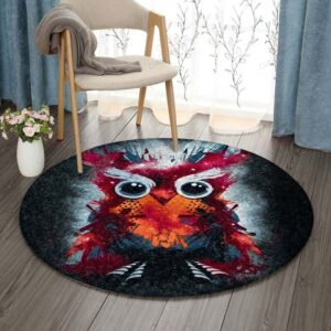 Owl Big Eyes Round Carpet Floor Rug Living Room Bedroom Decor Round Area Rug Carpet