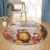 Owl Daisy Round Carpet Floor Rug Living Room Bedroom Decor Round Area Rug Carpet