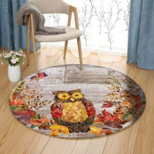 Owl Daisy Round Carpet Floor Rug Living Room Bedroom Decor Round Area Rug Carpet