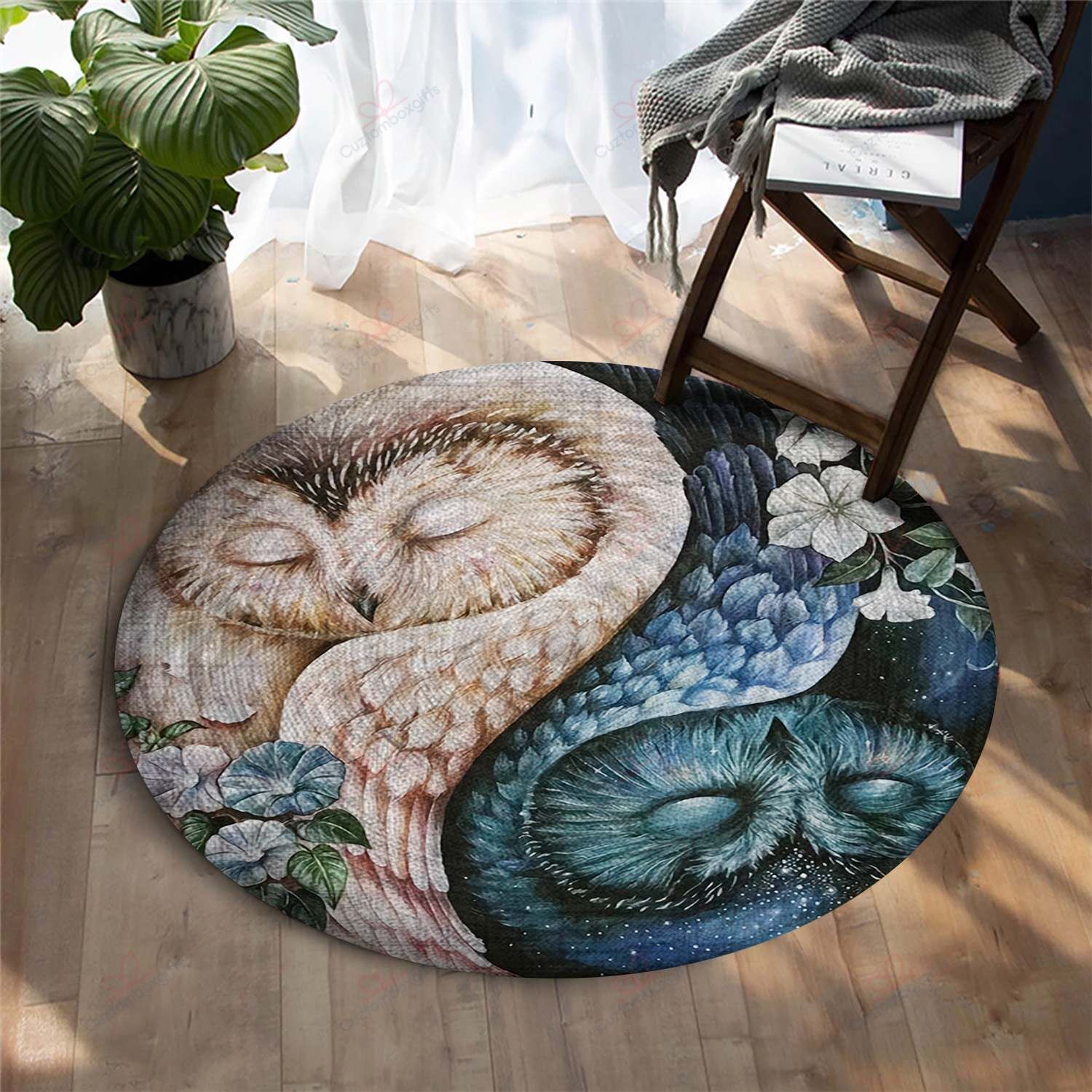 Owl Day And Night 1 Round Carpet Floor Rug Living Room Bedroom Decor Round Area Rug Carpet Owl Day And Night 1 Round Carpet Floor Rug Living Room Bedroom Decor Round Area Rug Carpet