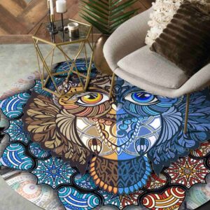 Owl Day And Night Round Carpet Floor Rug Living Room Bedroom Decor Round Area Rug Carpet