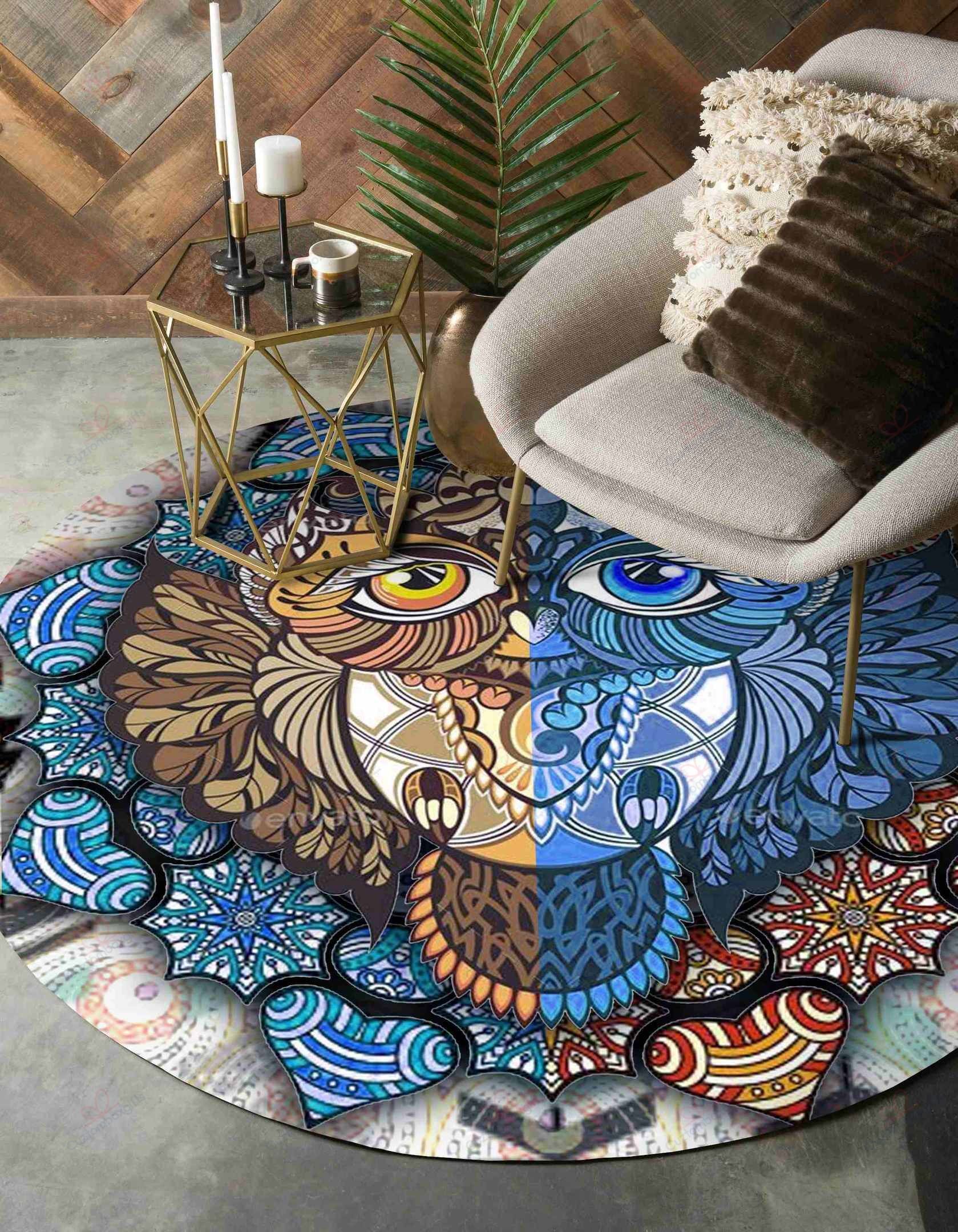Owl Day And Night Round Carpet Floor Rug Living Room Bedroom Decor Round Area Rug Carpet Owl Day And Night Round Carpet Floor Rug Living Room Bedroom Decor Round Area Rug Carpet