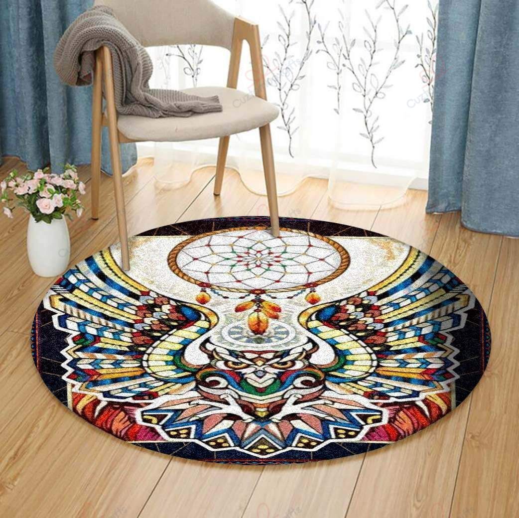 Owl Dreamcatcher Round Carpet Floor Rug Living Room Bedroom Decor Round Area Rug Carpet Owl Dreamcatcher Round Carpet Floor Rug Living Room Bedroom Decor Round Area Rug Carpet