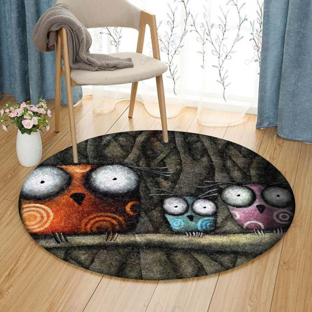 Owl Forest Round Carpet Floor Rug Living Room Bedroom Decor Round Area Rug Carpet Owl Forest Round Carpet Floor Rug Living Room Bedroom Decor Round Area Rug Carpet