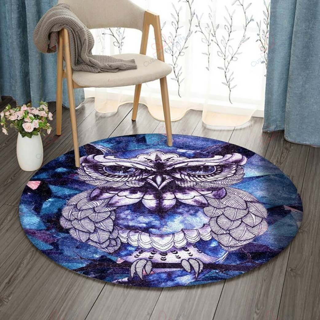 Owl Galaxy Round Carpet Floor Rug Living Room Bedroom Decor Round Area Rug Carpet Owl Galaxy Round Carpet Floor Rug Living Room Bedroom Decor Round Area Rug Carpet