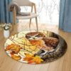 Owl Round Carpet Floor Rug Living Room Bedroom Decor Round Area Rug Carpet