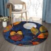 Owl In Autumn Moon Night Round Carpet Floor Rug Living Room Bedroom Decor Round Area Rug Carpet