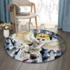 Owl In Forest Round Carpet Floor Rug Living Room Bedroom Decor Round Area Rug Carpet