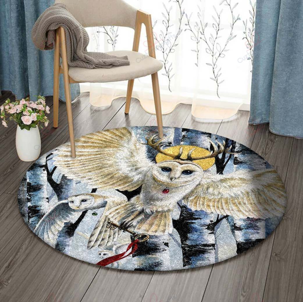 Owl In Forest Round Carpet Floor Rug Living Room Bedroom Decor Round Area Rug Carpet Owl In Forest Round Carpet Floor Rug Living Room Bedroom Decor Round Area Rug Carpet
