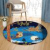 Owl In Night Round Carpet Floor Rug Living Room Bedroom Decor Round Area Rug Carpet
