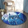 Owl In Winter Moonlight Round Carpet Floor Rug Living Room Bedroom Decor Round Area Rug Carpet