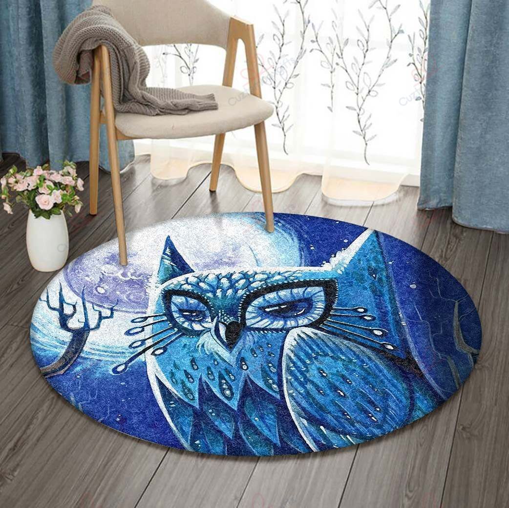 Owl In Winter Moonlight Round Carpet Floor Rug Living Room Bedroom Decor Round Area Rug Carpet Owl In Winter Moonlight Round Carpet Floor Rug Living Room Bedroom Decor Round Area Rug Carpet