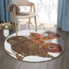 Owl Leaf Round Carpet Floor Rug Living Room Bedroom Decor Round Area Rug Carpet