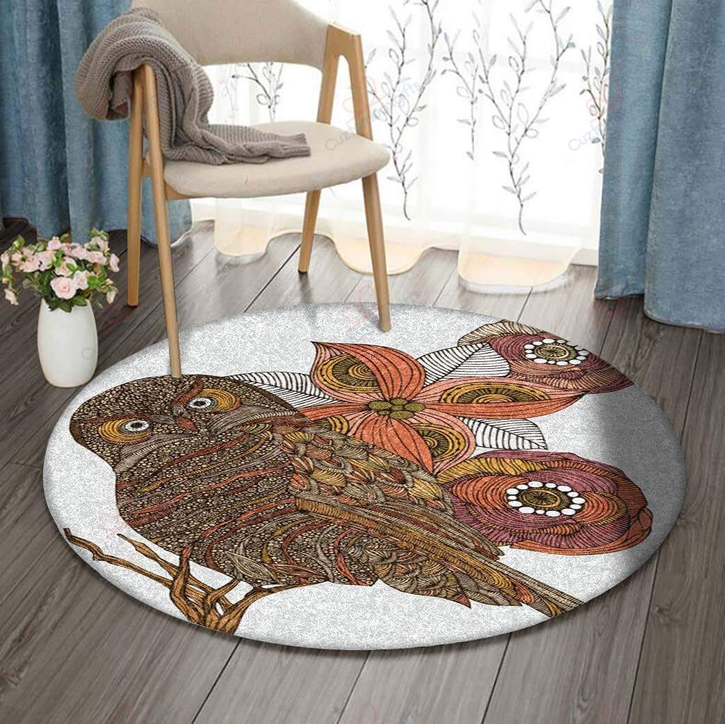 Owl Leaf Round Carpet Floor Rug Living Room Bedroom Decor Round Area Rug Carpet Owl Leaf Round Carpet Floor Rug Living Room Bedroom Decor Round Area Rug Carpet