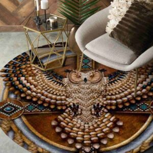 Owl Native America Round Carpet Floor Rug Living Room Bedroom Decor Round Area Rug Carpet