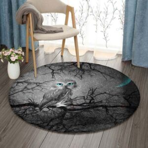 Owl Night Round Carpet Floor Rug Living Room Bedroom Decor Round Area Rug Carpet