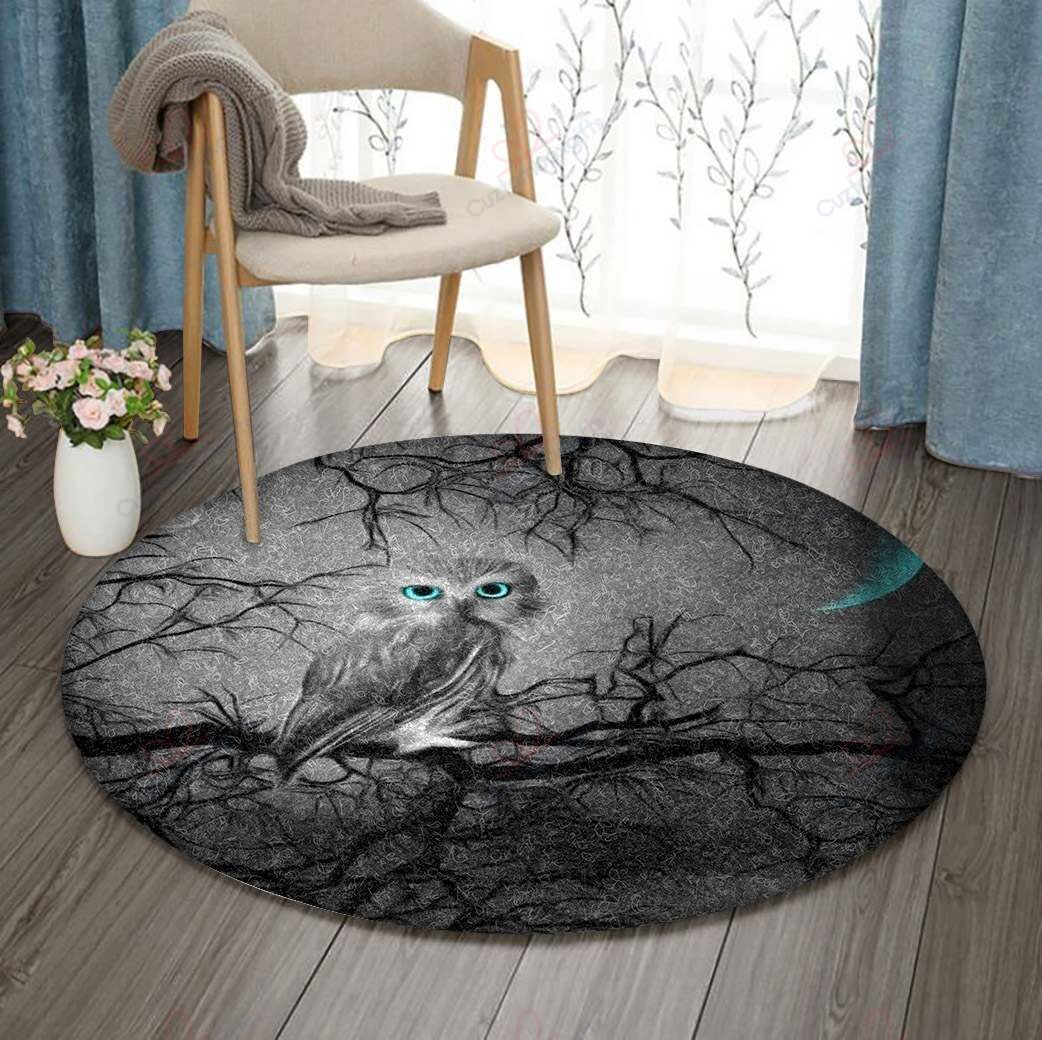 Owl Night Round Carpet Floor Rug Living Room Bedroom Decor Round Area Rug Carpet Owl Night Round Carpet Floor Rug Living Room Bedroom Decor Round Area Rug Carpet