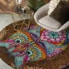 Owl Painting 1 Round Carpet Floor Rug Living Room Bedroom Decor Round Area Rug Carpet