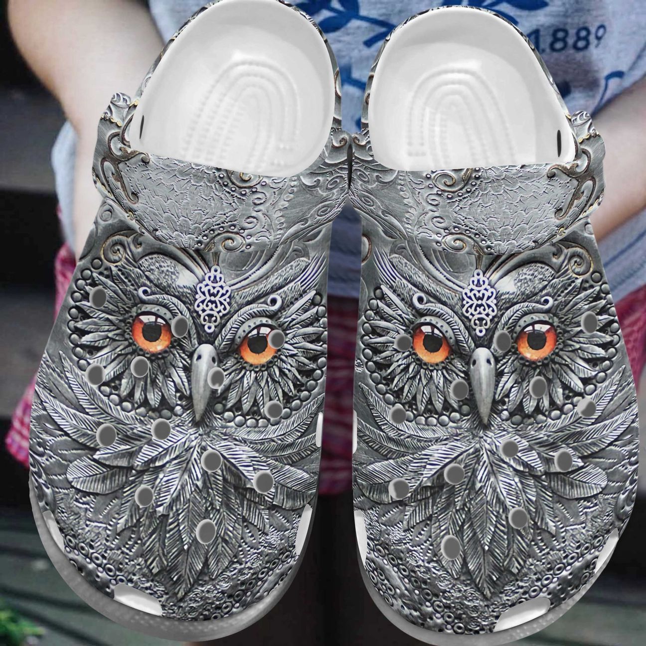 Owl Personalized Clog Custom Crocs Comfortablefashion Style Comfortable For Women Men Kid Print 3D Grey Owl Owl Personalized Clog Custom Crocs Comfortablefashion Style Comfortable For Women Men Kid Print 3D Grey Owl