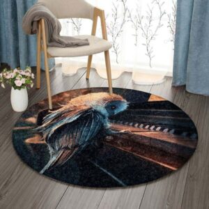 Owl Play Piano Round Carpet Floor Rug Living Room Bedroom Decor Round Area Rug Carpet