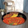 Owl Pumpkin Round Carpet Floor Rug Living Room Bedroom Decor Round Area Rug Carpet