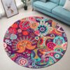 Paisley Mandala Round Carpet Floor Rug Living Room Bedroom Decor Round Area Rug Carpet