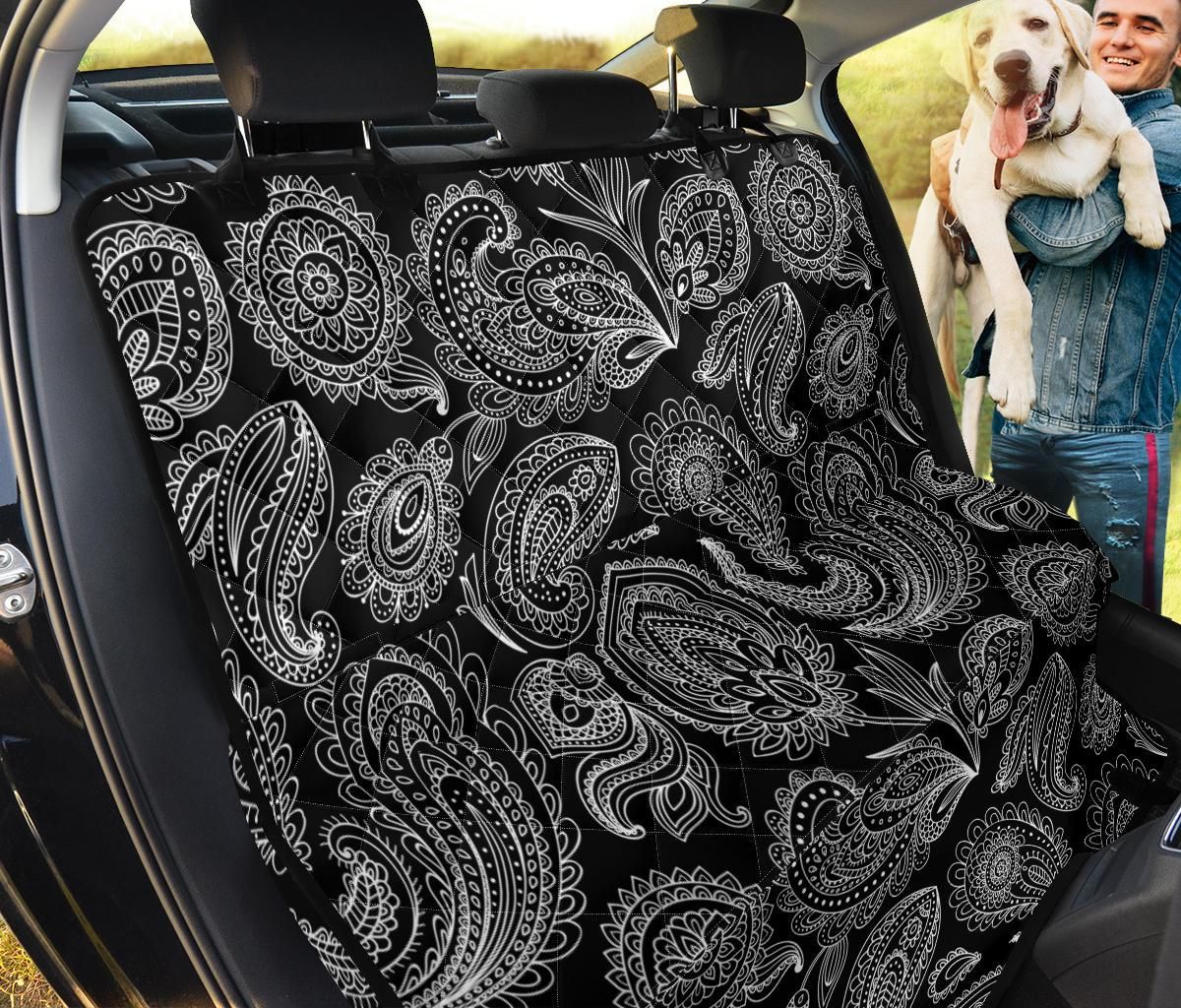 Paisley Pattern Black And White V Car Back Seat Cover Dog Car Seat Covers - 932d83b1c7b0 Paisley Pattern Black And White V Car Back Seat Cover Dog Car Seat Covers - 932d83b1c7b0