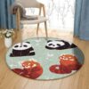 Panda Fox Round Carpet Floor Rug Living Room Bedroom Decor Round Area Rug Carpet