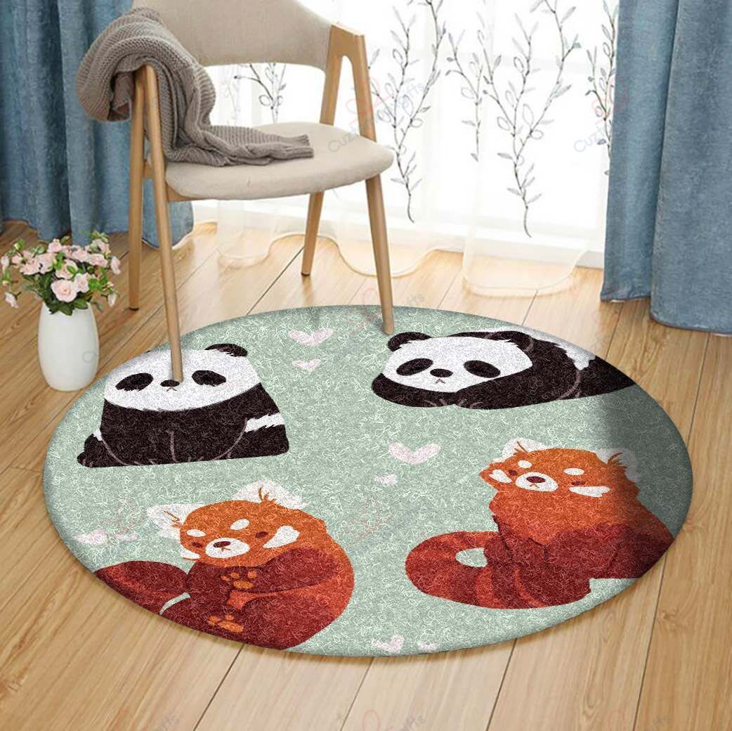 Panda Fox Round Carpet Floor Rug Living Room Bedroom Decor Round Area Rug Carpet Panda Fox Round Carpet Floor Rug Living Room Bedroom Decor Round Area Rug Carpet