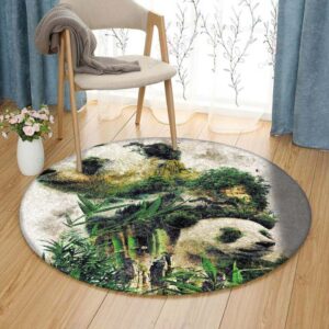 Panda Round Carpet Floor Rug Living Room Bedroom Decor Round Area Rug Carpet