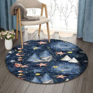 Paper Crane Horoscope Wheel Round Carpet Floor Rug Living Room Bedroom Decor Round Area Rug Carpet