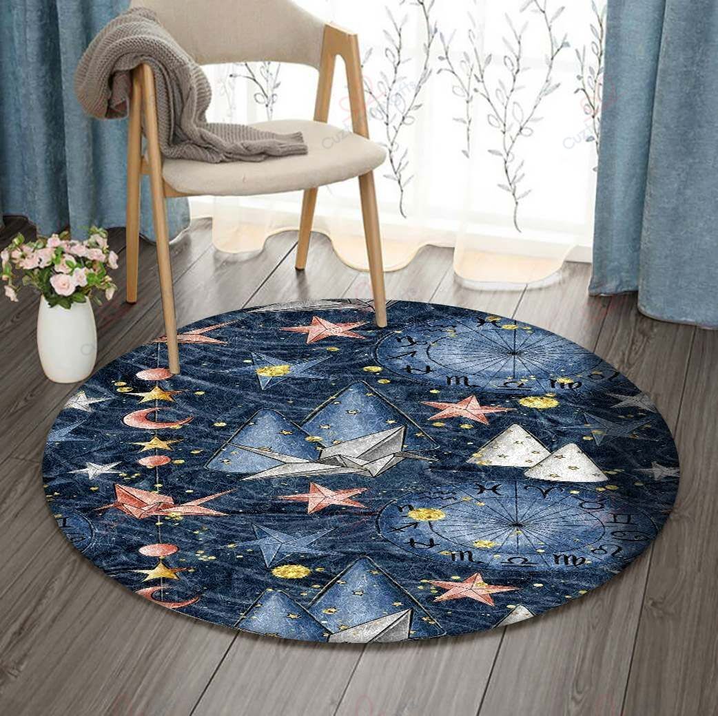 Paper Crane Horoscope Wheel Round Carpet Floor Rug Living Room Bedroom Decor Round Area Rug Carpet Paper Crane Horoscope Wheel Round Carpet Floor Rug Living Room Bedroom Decor Round Area Rug Carpet