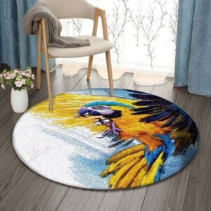 Parrot Round Carpet Floor Rug Living Room Bedroom Decor Round Area Rug Carpet