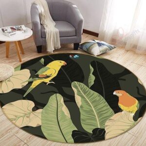 Parrot Leaf Round Carpet Floor Rug Living Room Bedroom Decor Round Area Rug Carpet