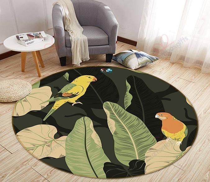 Parrot Leaf Round Carpet Floor Rug Living Room Bedroom Decor Round Area Rug Carpet Parrot Leaf Round Carpet Floor Rug Living Room Bedroom Decor Round Area Rug Carpet