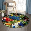 Parrot Tropical Round Carpet Floor Rug Living Room Bedroom Decor Round Area Rug Carpet