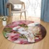 Parrots White Round Carpet Floor Rug Living Room Bedroom Decor Round Area Rug Carpet