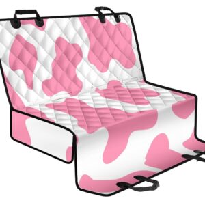 Pastel Pink And White Cow Print Pet Car Back Seat Cover - cef47a0be349