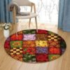 Patchwork Squares Round Carpet Floor Rug Living Room Bedroom Decor Round Area Rug Carpet