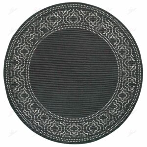 Pavlof Bay Border Black Round Carpet Floor Rug Living Room Bedroom Decor Round Area Rug Carpet