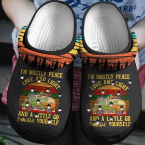 Peace Love And Light Hippie Vans Crocs Clog Shoes – Hippie Bus Crocbland Clog Birthday Gift For Man Woman
