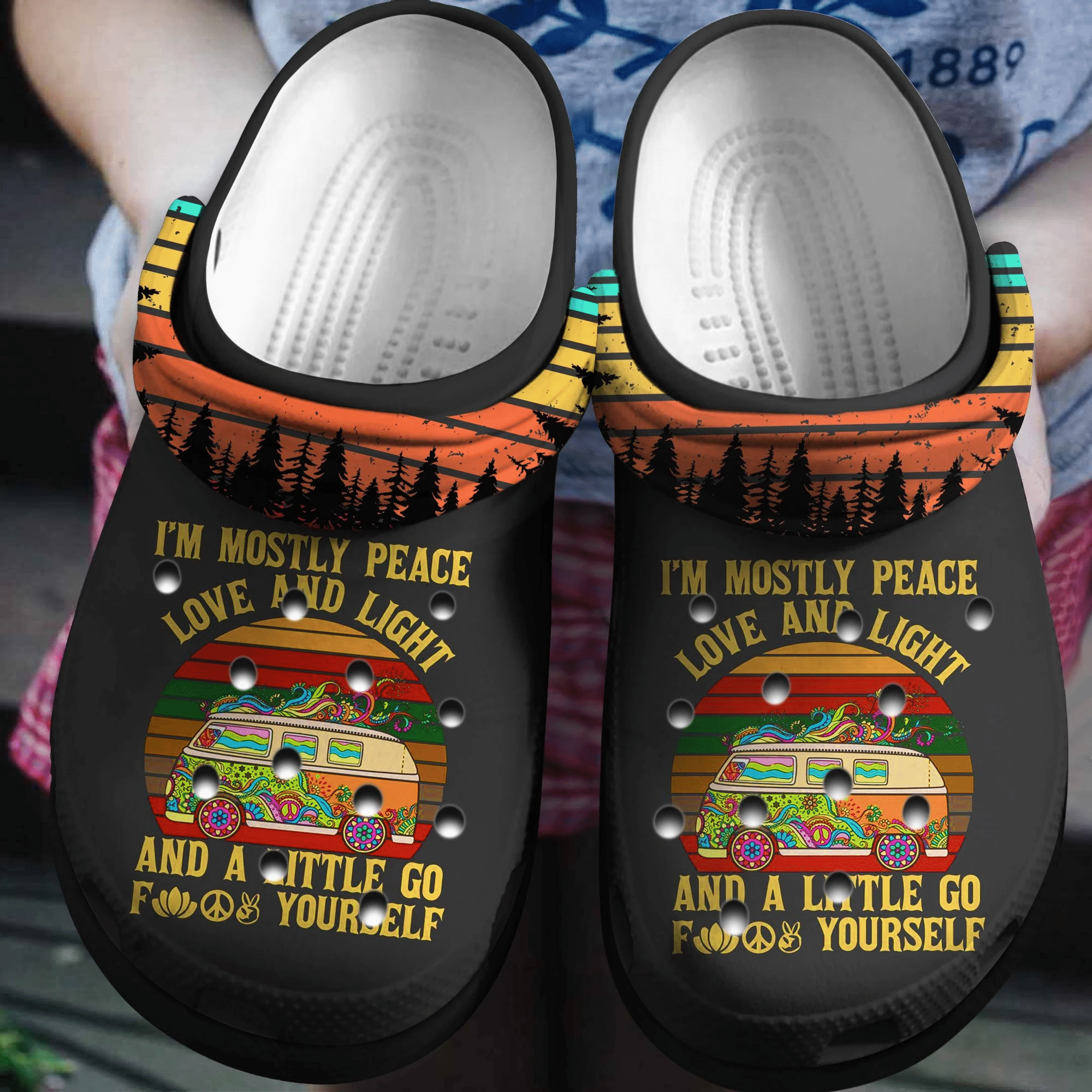 Peace Love And Light Hippie Vans Crocs Clog Shoes – Hippie Bus Crocbland Clog Birthday Gift For Man Woman Peace Love And Light Hippie Vans Crocs Clog Shoes – Hippie Bus Crocbland Clog Birthday Gift For Man Woman