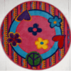 Peace Out Nylon Round Carpet Floor Rug Living Room Bedroom Decor Round Area Rug Carpet