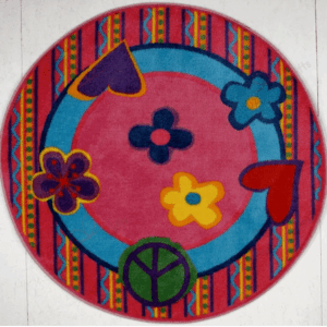 Peace Out Nylon Round Carpet Floor Rug Living Room Bedroom Decor Round Area Rug Carpet