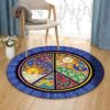 Peace Sign Earth Sun Moon Butterfly Dolphin Spare Round Carpet Floor Rug Living Room Bedroom Decor Round Area Rug Carpet