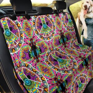 Peace Sign Floral Background Car Back Seat Cover Dog Car Seat Covers - f220df3c6b2e