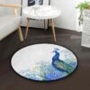 Peacock And Blue Flowers Round Carpet Floor Rug Living Room Bedroom Decor Round Area Rug Carpet
